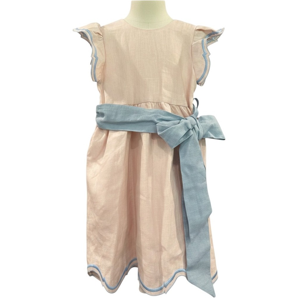 Jesurum Venezia 1870 NWT Linen Dress Pink Blue Oriente Veneziano Italy Size 4Y